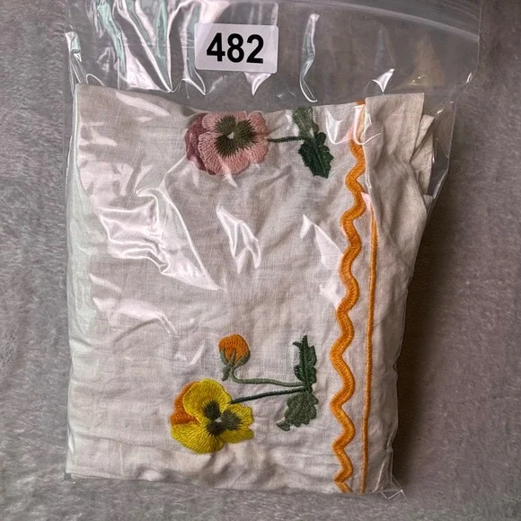 VRG GRL Womens White 100% Linen Floral Embroidered Midi Skirt with Pockets Sz 14 - Picture 10 of 10